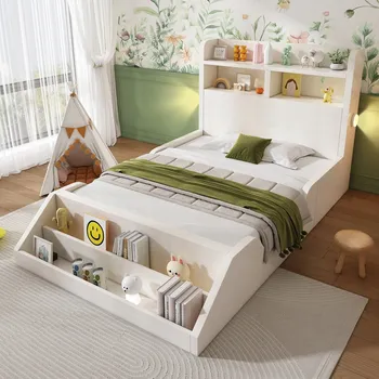 Postel Jednolůžková dřevěná postel Arhatreya 90x200 cm bílá