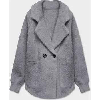 Dámský kabát Krátký šedý přehoz přes oblečení typu alpaka (CJ65) odstíny šedé uni velikost