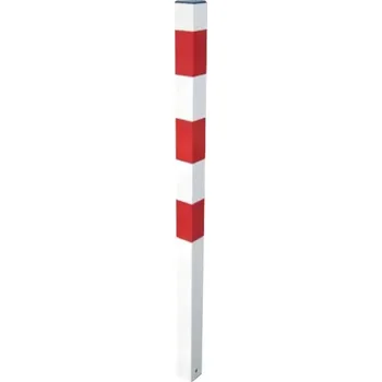 Plotový sloupek Bílo-červený ocelový blokovací sloupek - průmer 7,6 cm, výška 118 cm - 45017425