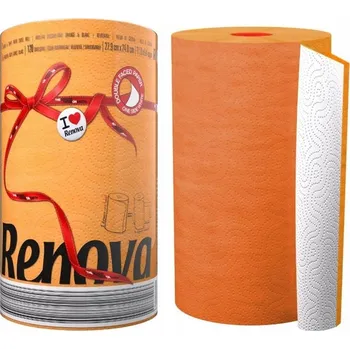 Utěrka Oranžová papírová kuchyňská utěrka Renova 28,8 m, 2vrstvá, 120 útržků