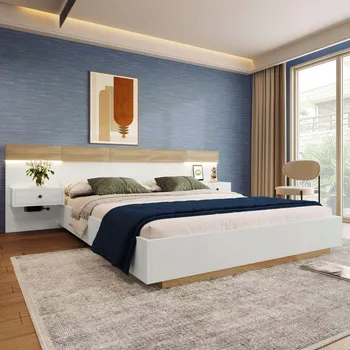 Postel Jednolůžková dřevěná postel Arhatreya 140x200 cm dub, šedá