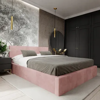 Postel Čalouněná dvoulůžková postel Mabeno 180x200 růžová