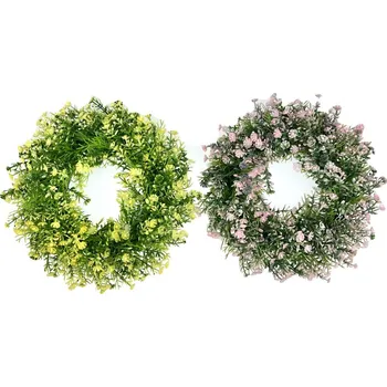 umělá květina Věnec plast pr.24 cm, růžová / žlutá kvítka Barva: Růžová