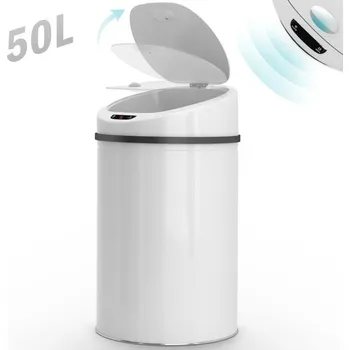 Odpadkový koš Automatický odpadkový koš 50l bílý do kuchyně / kanceláře / firmy