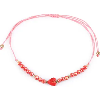 Šperk Náramek shamballa srdce a broušené korálky s AB efektem, barva 4 růžová korálová