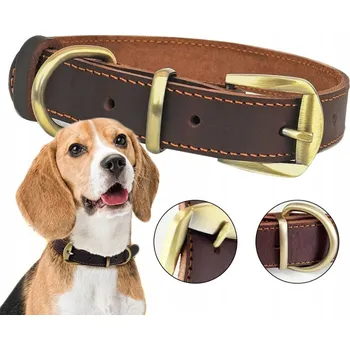 Obojek pro psa Rustikální Obojek pro psy z kůže, hnědý, 36–46 cm, velikost M