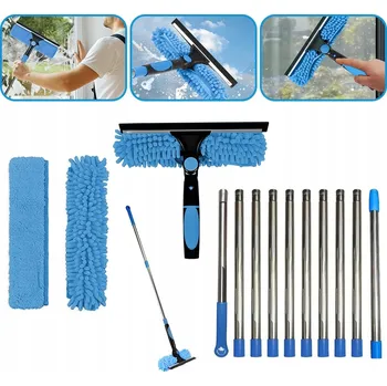 Vysavač na okno MOP NA OKNA TELESKOPICKÝ ČISTIČ MYČKA NA SKLA ZRCADLA KABINY DLOUHÝ 424CM 2V1