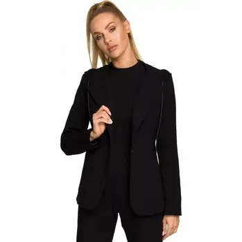 Dámské sako M691 Blejzr s kapucí a jedním knoflíkem - černý EU L