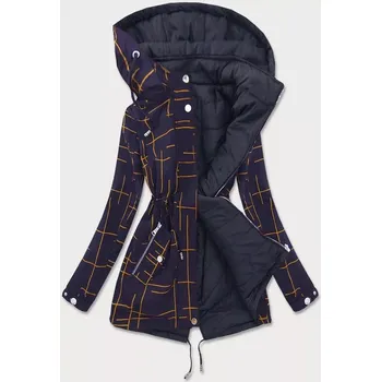 Tmavě modro-žlutá oboustranná dámská bunda parka (w656big) odstíny žluté 48
