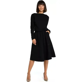 Dámské šaty B087 Šaty midi střihu - černé EU L
