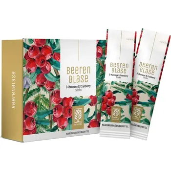 Speciální výživa Naturtreu Beerenblase – Brusinkové práškové tyčinky s D-manózou a extraktem z dýňových semínek, 14 ks>