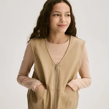 Dívčí oblečení Reserved - Vesta z umělé kůže - béžová - 857FH-08X - 857FH-08X-116