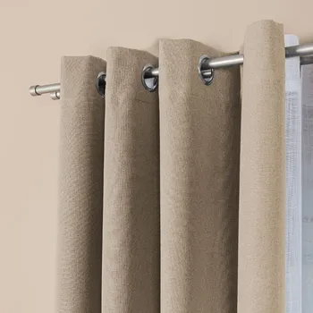 Dekorační zatemňující závěs SUPER BLACKOUT s kroužky světle béžová color 015 (cena za 1 kus) 140x250 cm 100% stínění Mybesthome