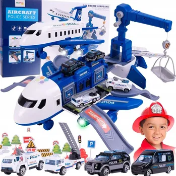 autíčko ROZKLÁDACÍ VELKÉ LETADLO XXL SADA PARKOVIŠTĚ JEŘÁB POLICIE AUTA PRO DĚTI