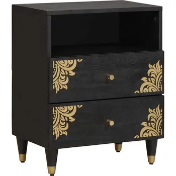 Noční stolek vidaXL Noční skříňka Černá 50 x 33 x 62 cm Masivní mangové dřevo [4018818]