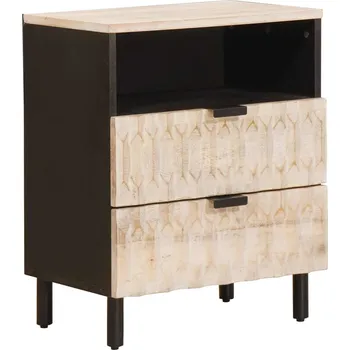 Noční stolek vidaXL Noční skříňka Bílá 50 x 33 x 60 cm Masivní mangové dřevo [4017874]