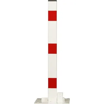 Plotový sloupek Bílo-červený ocelový parkovací sloupek (hranatý profil) - výška 60 cm - 82331648
