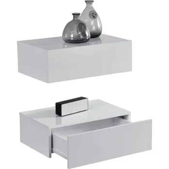 police Nástěnná police Oslo sada 2 ks 46x30x15cm bílá vysoký lesk