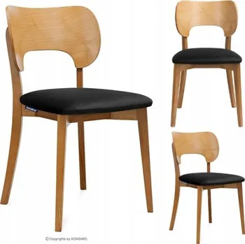 Jídelní židle ŽIDLE DO JÍDELNY KUCHYNĚ OBÝVACÍHO POKOJE LYCO DŘEVĚNÁ DUB ČERNÁ KONSIMO