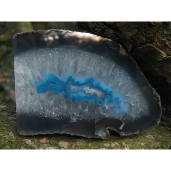 Achát - pecka půlená leštěná modrá_2