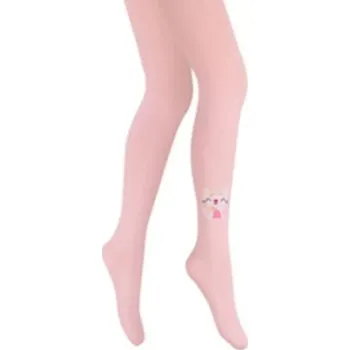 Dívčí oblečení VZOROVANÉ PUNČOCHOVÉ KALHOTY PRO DÍVKY VE VĚKU 6-11 LET perleťově růžová 140/146