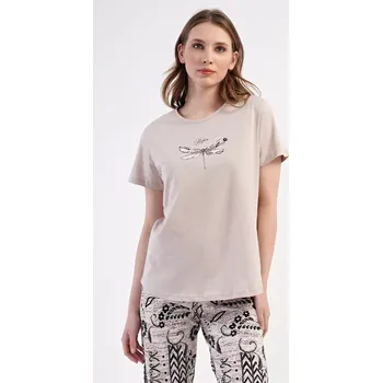 Pánská móda Dámské pyžamo kapri Elena béžová 1XL