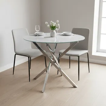 Jídelní stůl Signal Kulatý jídelní stůl AGIS | bílý efekt mramoru