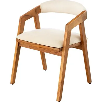 Jídelní židle Retro masivní hnědá jídelní židle Mammut s čalouněním a texturovaným světle šedým potahem 73 cm