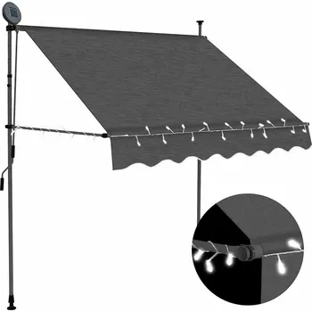 Markýza Ručně zatahovací markýza s LED světlem 200 cm antracitová IM_145864
