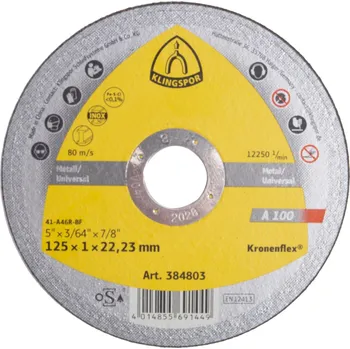 Řezný kotouč KLINGSPOR Kotouč řezný na ocel/nerez A 100 | 125x1x22,2 mm