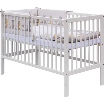 Dětsný nábytek Dětská postýlka 120 x 60 cm borovice bílá s kompletní výbavou Scarlett Nebula - béžová, vyndavací příčky