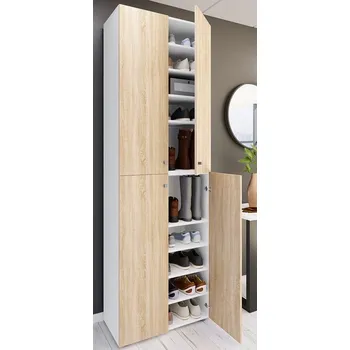 Botník Vcm Botník Lona 2XL s 10 přihrádkami, otočné dveře, bílá