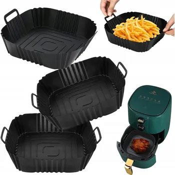 Příslušenství pro fritézu Silikonové podložky do horkovzdušné fritézy černé 21 x 16,5 x 5,3 cm 3 ks