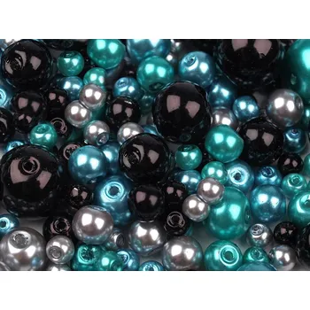 Skleněné voskové perly mix velikostí a barev Ø4-12 mm, velké, 25 mix