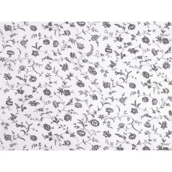 Bavlněná látka / plátno rostliny / květy, barva 2 (28) šedá