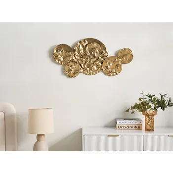 Nástěnná dekorace zlaté železo závěsný vertikální a horizontální nástěnný doplněk metalický glamour Beliani