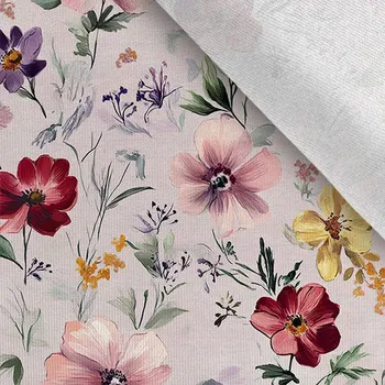 Zbytek - Teplákovina Takoy 150cm růžové květy Muan