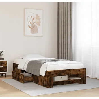 Postel vidaXL Rám postele bez matrace 90 x 200 cm kompozitní dřevo [3295493] Barva: kouřový dub