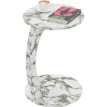Konferenční stolek Odkládací stolek Holeby 56 x Ø 38 cm, vzhled mramoru, krémově bílý