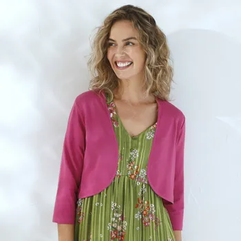 Bolerko Blancheporte Jednobarevné bolerko s 3/4 rukávy purpurová 50