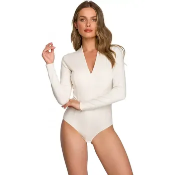 Body S327 Body s výstřihem do V - ecru EU L