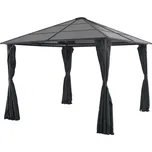 vidaXL Altán se závěsy hliník 3 x 3 m černý [44640]