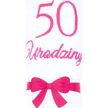 Ručník BÍLÝ BALVĚNOVÝ RUČNÍK s potiskem Dárek k 50. narozeninám pro ženu.
