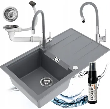 Granitový dřez Jednokomorový granitový dřez Miló Avangard, šedý