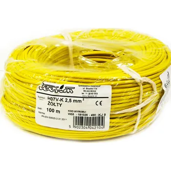 elektrický kabel Elektrický ohebný kabel LgY 2,5 mm2 žlutý 100 m Elektrokabel