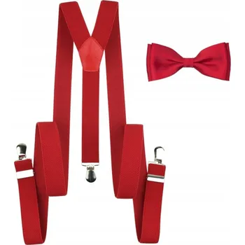 Motýlek Nandy Klasická hladká sada: motýlek a nastavitelné šle červené