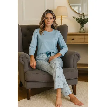 Pánské pyžamo Leveza Zaida pyžamo 1483 délka/r M-2XL mořská azurová XXL