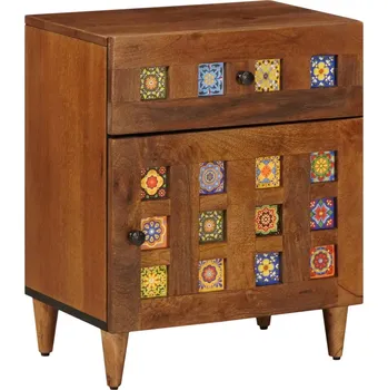 Noční stolek vidaXL Noční skříňka Hnědá 50 x 33 x 60 cm Masivní mangové dřevo [4018232]