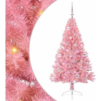 Vánoční stromek vidaXL Umělý osvětlený vánoční stromeček Růžová 150 cm PVC [3397065]
