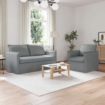 Sedací souprava vidaXL Pohovka 2 pcs Světle šedá 196 x 82 x 85 cm textil [3407567]